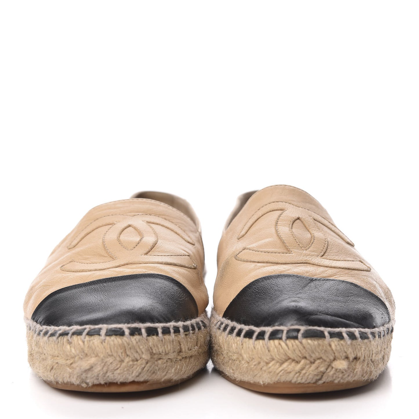 Lambskin CC Espadrilles 38 Beige Black