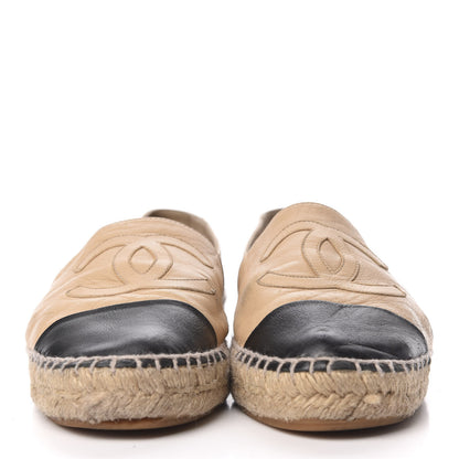 Chanel Lambskin CC Espadrilles 38 Beige Black 3 of 13