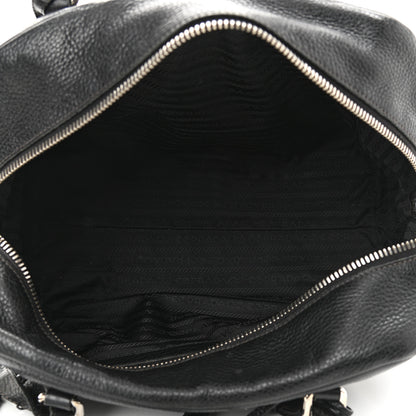 Prada Vitello Daino Print Logo Bowler Black 4 of 15