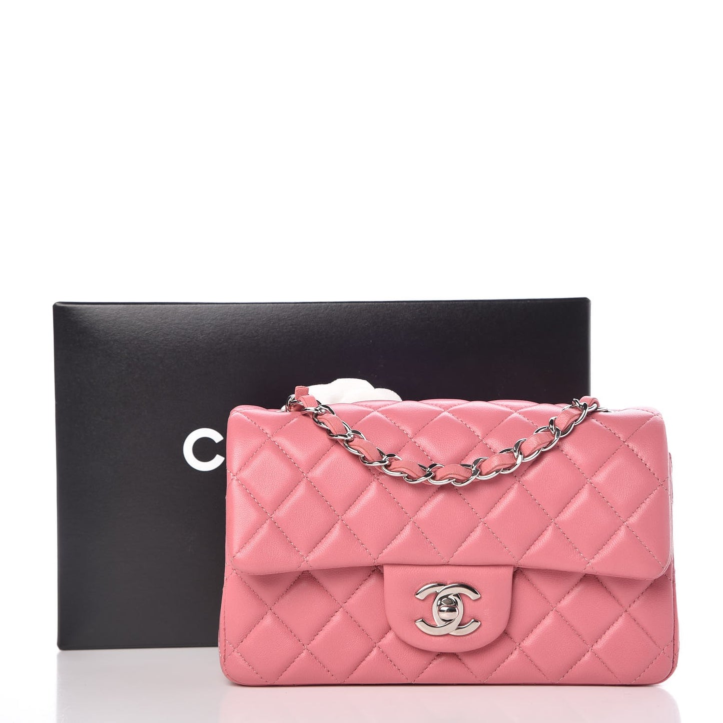 Lambskin Quilted Mini Rectangular Flap Pink