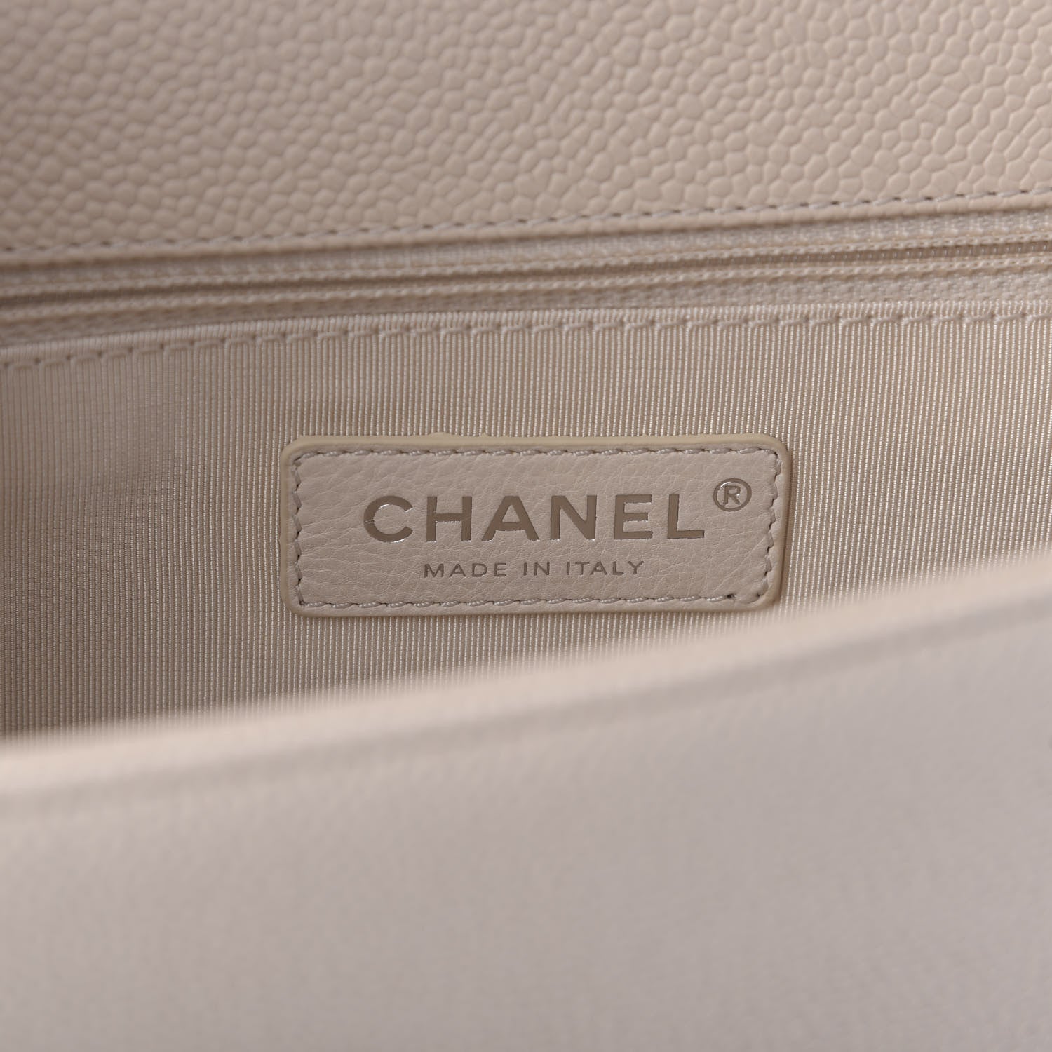 Chanel Caviar Chevron Quilted New Medium Boy Flap Light Beige 8 of 9