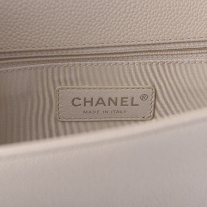 Chanel Caviar Chevron Quilted New Medium Boy Flap Light Beige 8 of 9