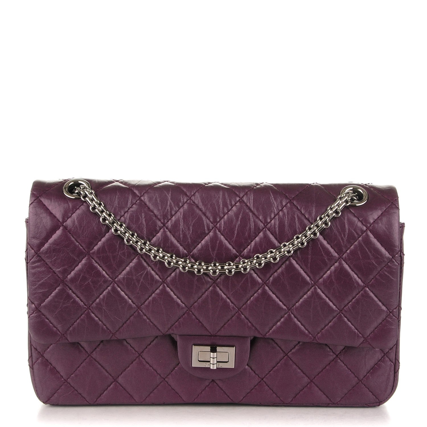 Chanel Metallic Aged Calfskin Quilted 2.55 Reissue 226 Flap Dark Purple 1 of 7