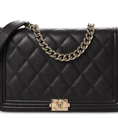 Chanel Caviar Quilted Boy Wallet On Chain WOC Dark Brown 9 of 13