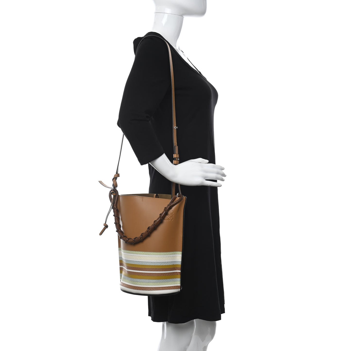 Calfskin Snakeskin Marine Gate Bucket Bag Multicolor