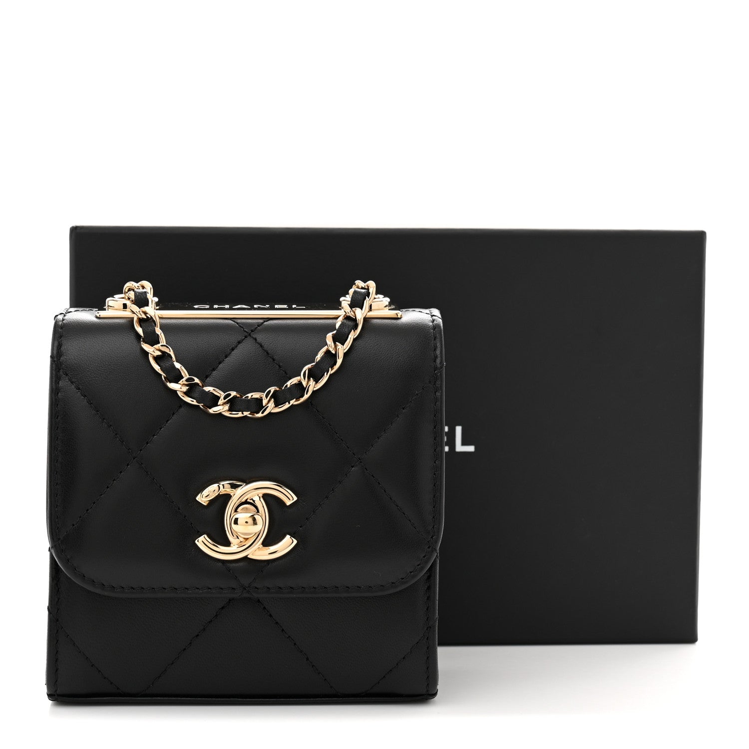 Chanel Lambskin Quilted Mini Trendy CC Chain Wallet Black 10 of 10