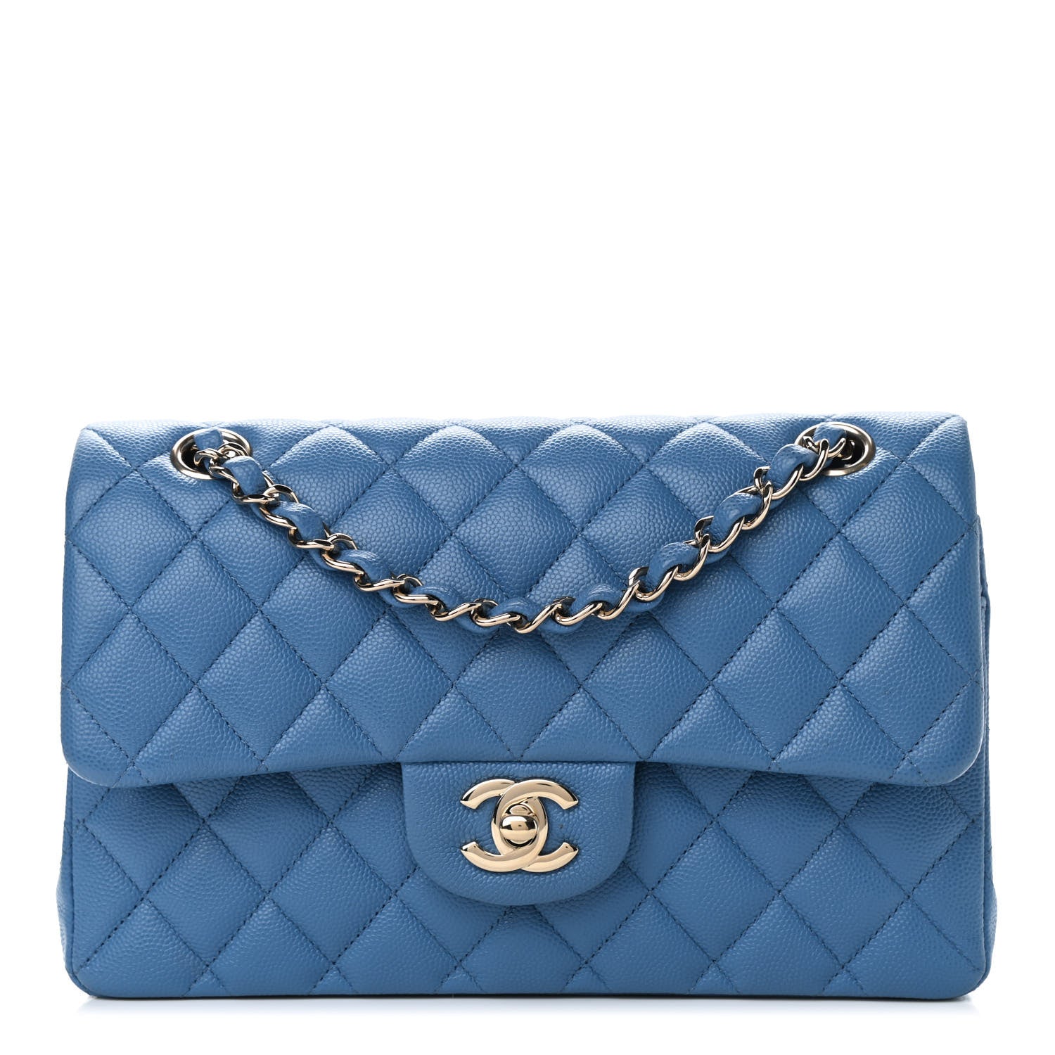 Chanel Caviar Quilted Small Double Flap Blue 1 of 10