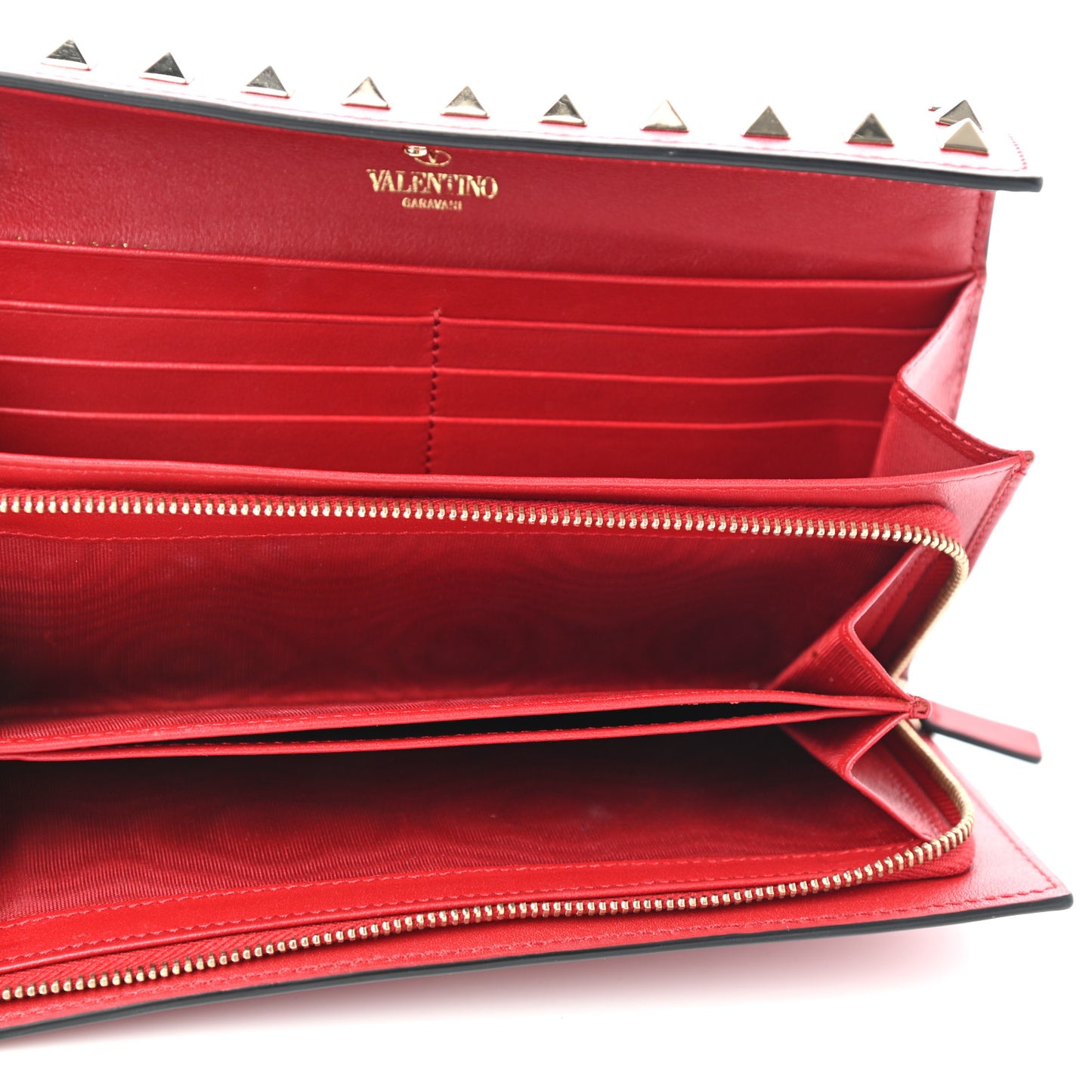 Vitello Rockstud Wristlet Travel Wallet Rosso Valentino
