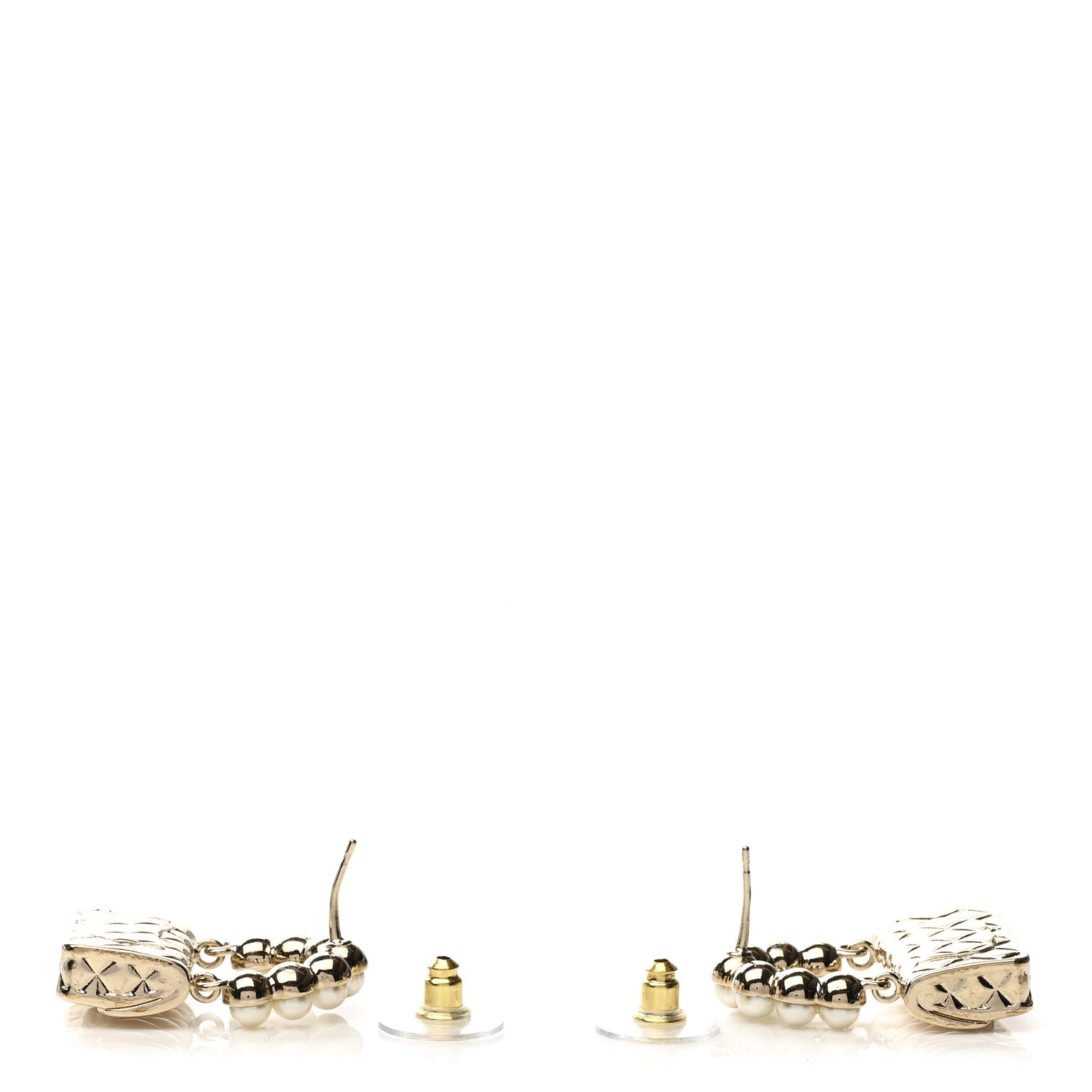 Chanel Pearl Quilted CC Flap Bag Earrings Gold 3 of 4