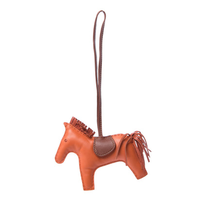Hermes Milo Lambskin Grigri Rodeo Horse Bag Charm MM Feu Cornaline Fauve 1 of 4