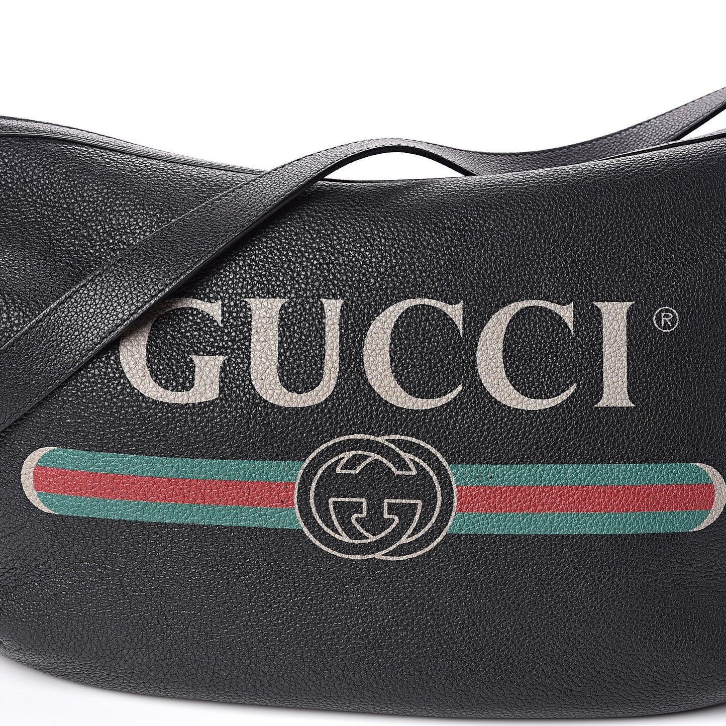 Grained Calfskin Logo Half Moon Hobo Black