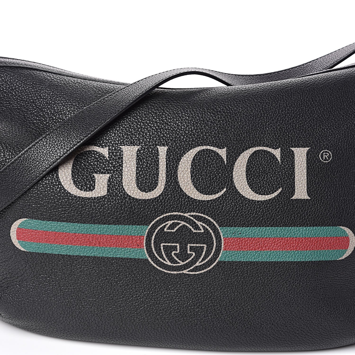 Gucci Grained Calfskin Logo Half Moon Hobo Black 13 of 13