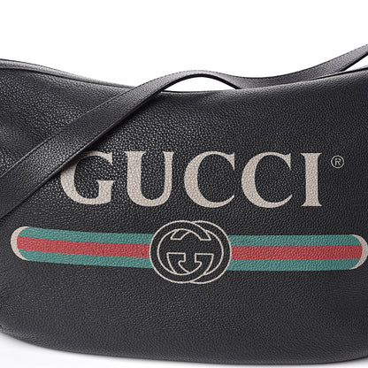 Gucci Grained Calfskin Logo Half Moon Hobo Black 13 of 13
