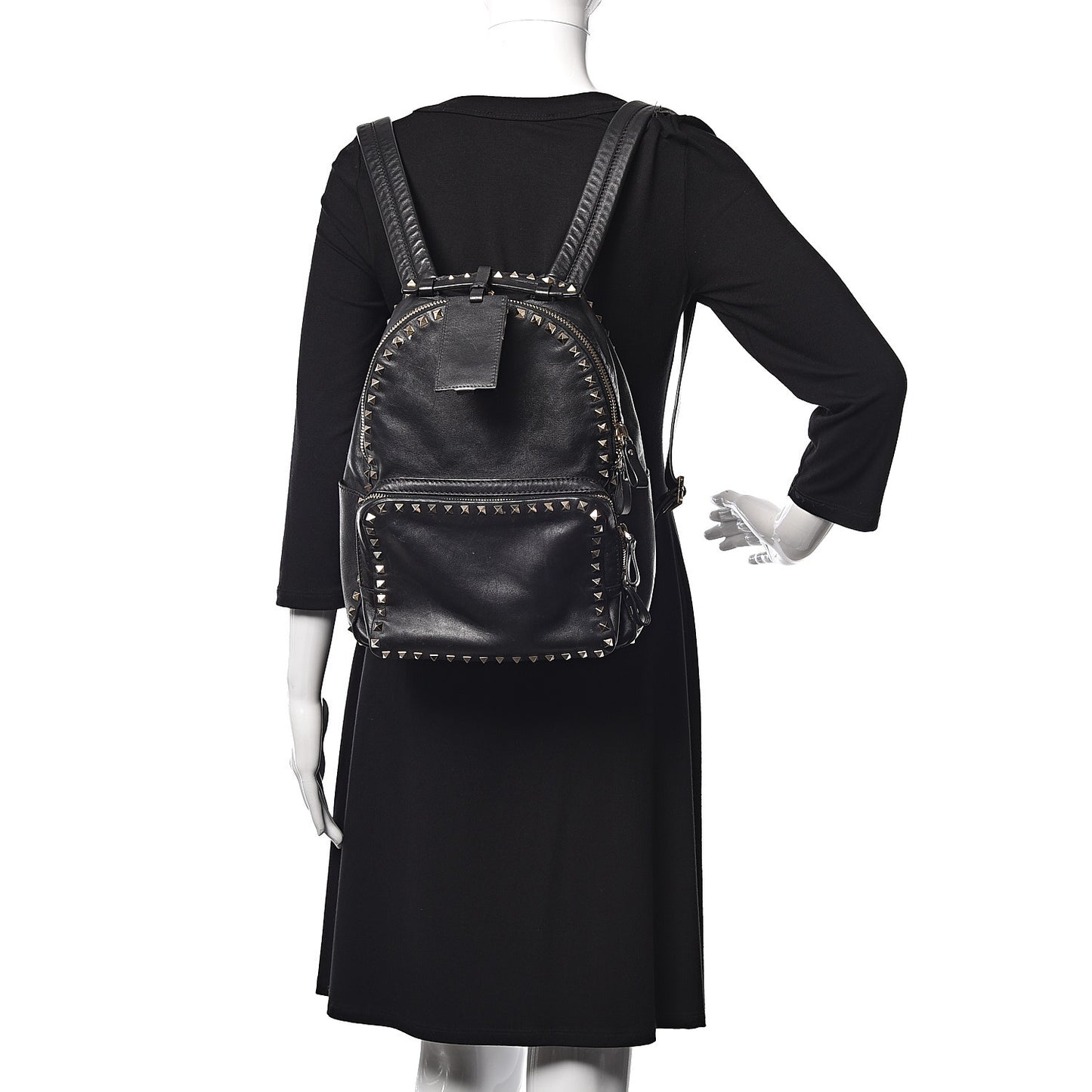 Vitello Medium Rockstud Backpack Black