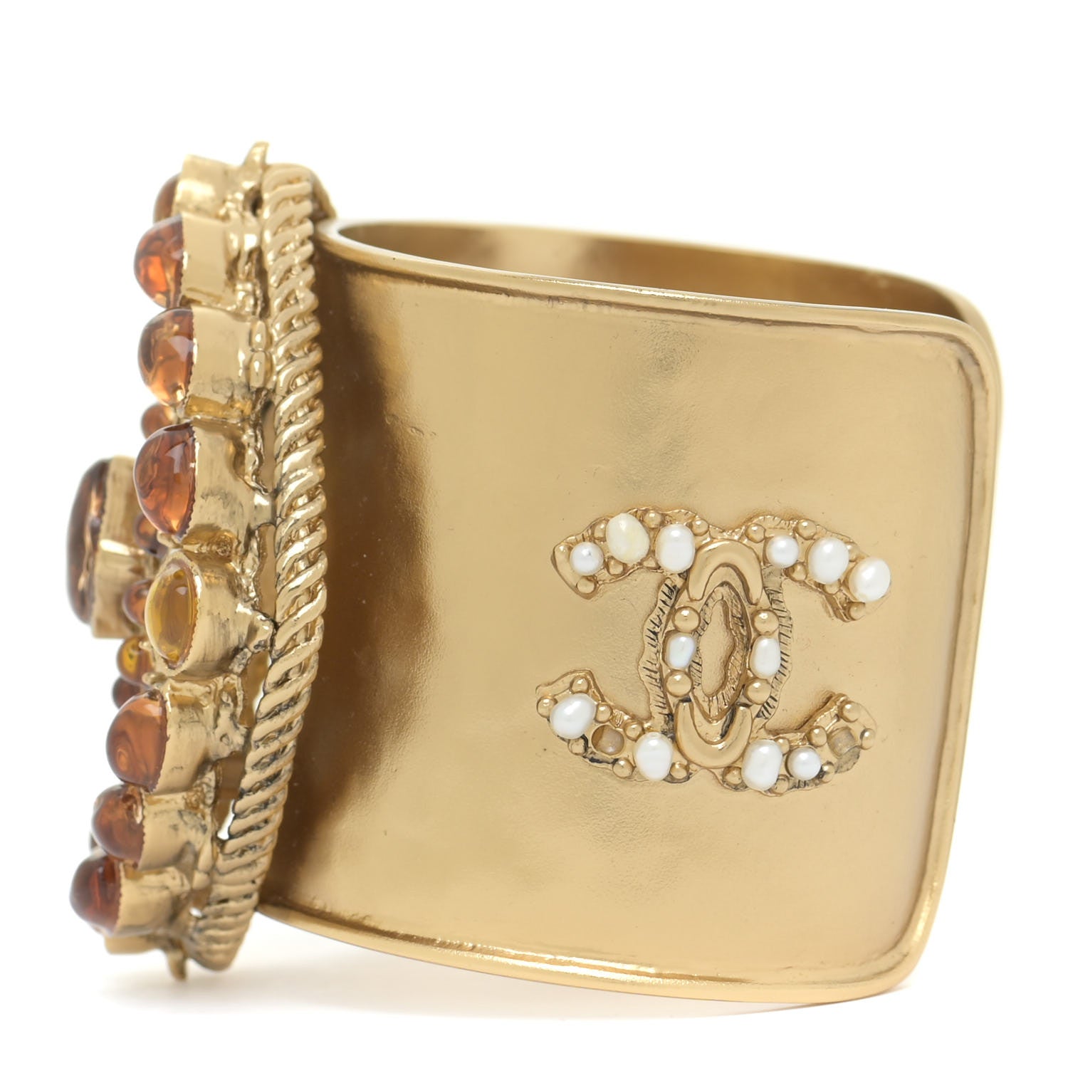 Chanel Resin Pearl CC Cuff Gold 3 of 5
