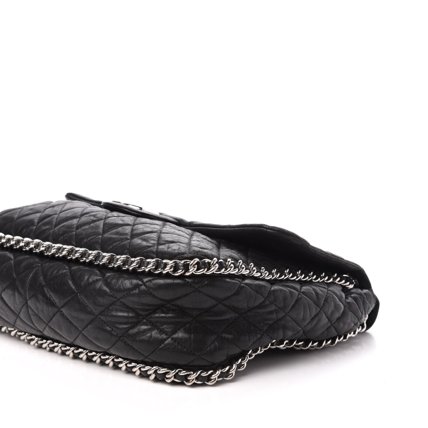 Chanel Washed Lambskin Quilted Maxi Chain Around Flap Black 12 of 14