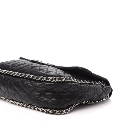 Chanel Washed Lambskin Quilted Maxi Chain Around Flap Black 12 of 14
