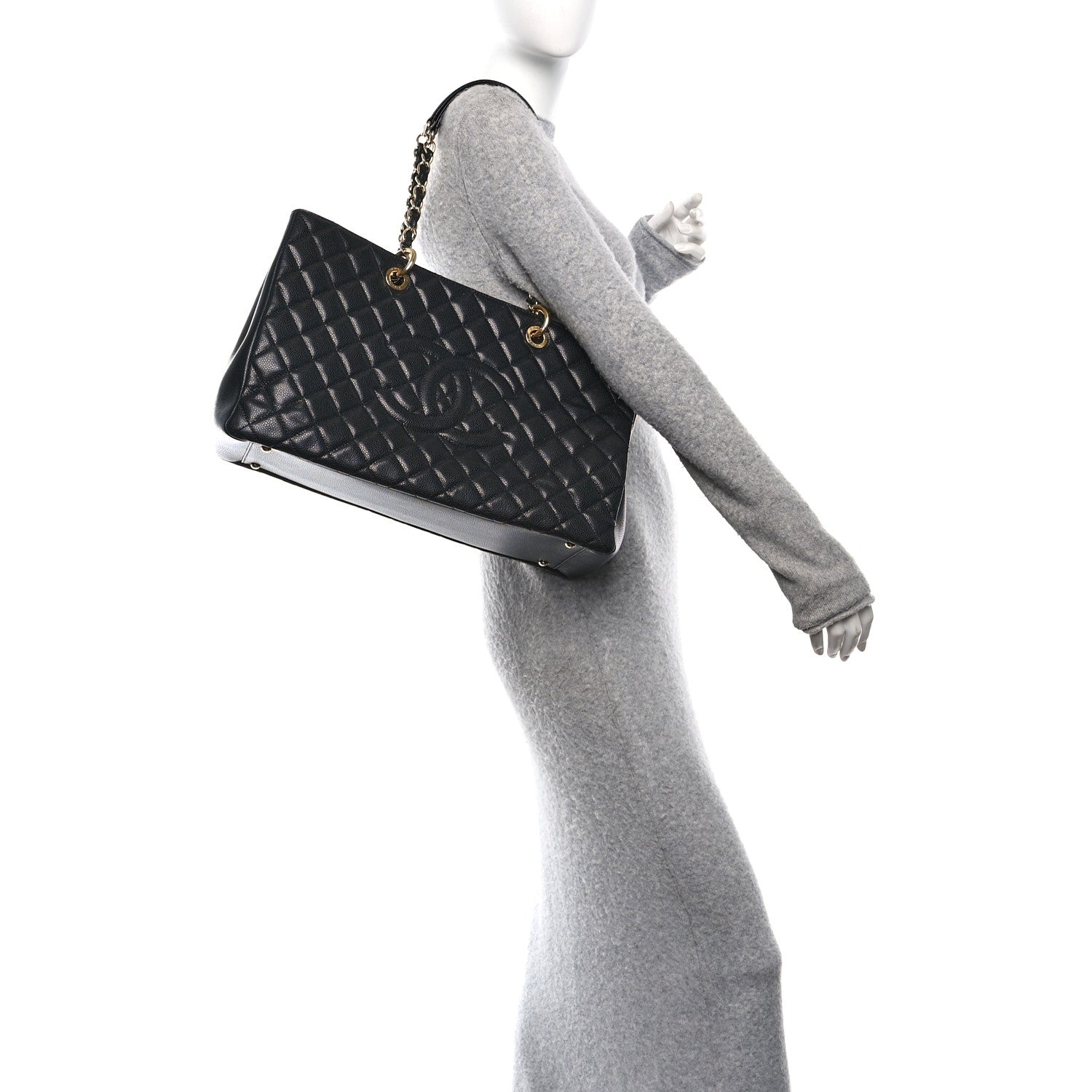 Chanel Caviar Quilted XL Grand Shopping Tote GST Black 2 of 10
