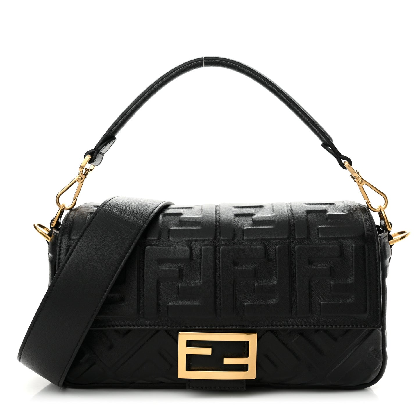 Nappa FF 1974 Embossed Baguette Black