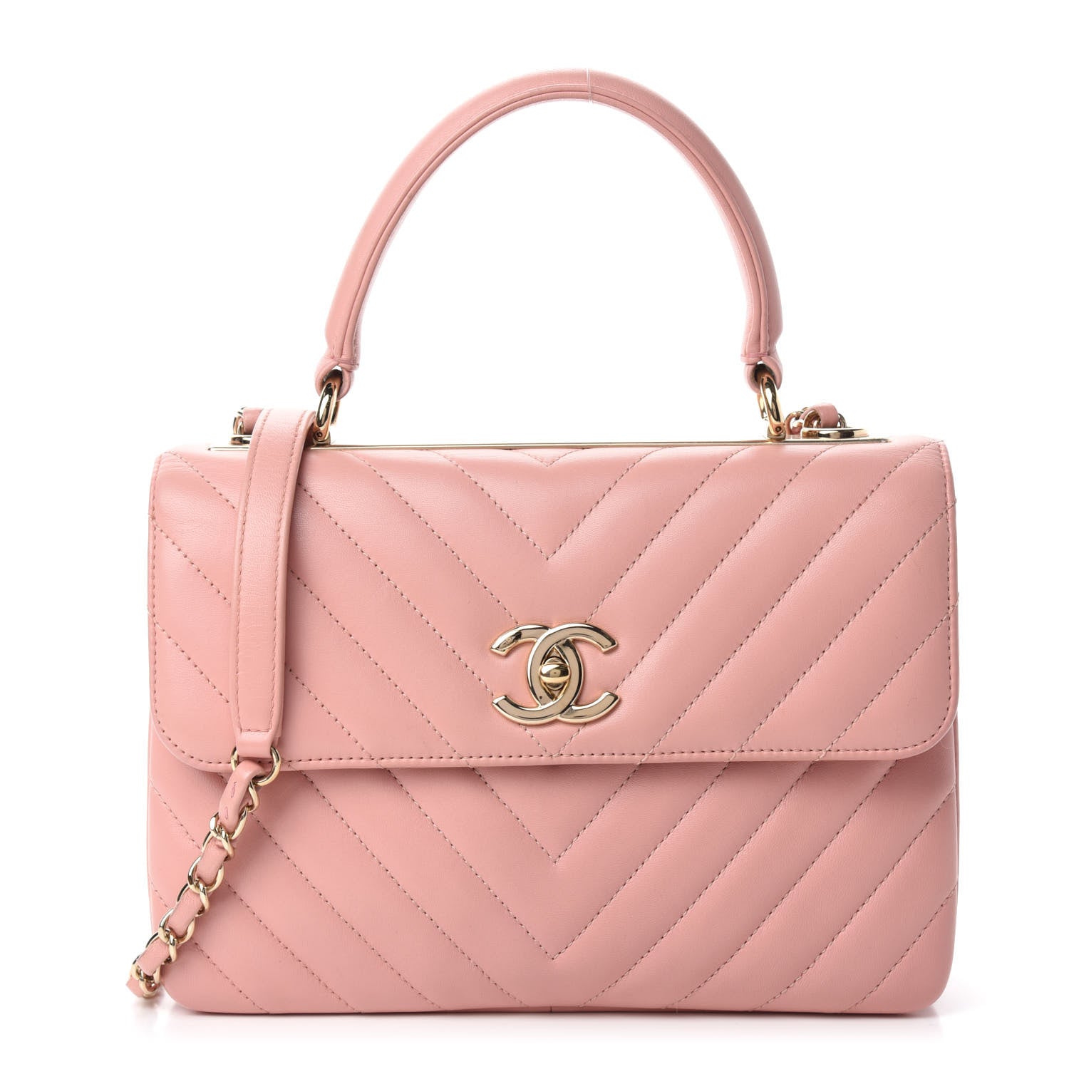 Chanel Lambskin Chevron Quilted Small Trendy CC Dual Handle Flap Bag Light Pink 1 of 10
