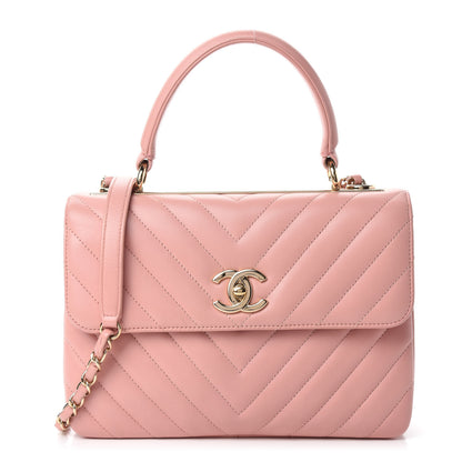 Chanel Lambskin Chevron Quilted Small Trendy CC Dual Handle Flap Bag Light Pink 1 of 10