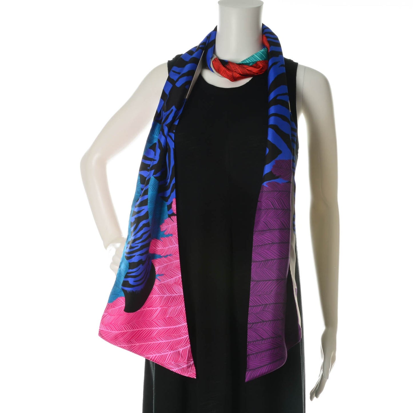 Silk Zebra Pegasus Maxi Twilly Violet Bleu Rose Vif
