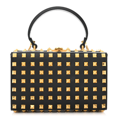 Valentino Garavani Grainy Calfskin Rockstud Allover Alcove Box Shoulder Bag Black 1 of 9