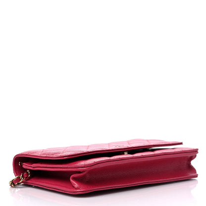 Chanel Caviar Quilted Wallet on Chain WOC Dark Pink 3 of 10