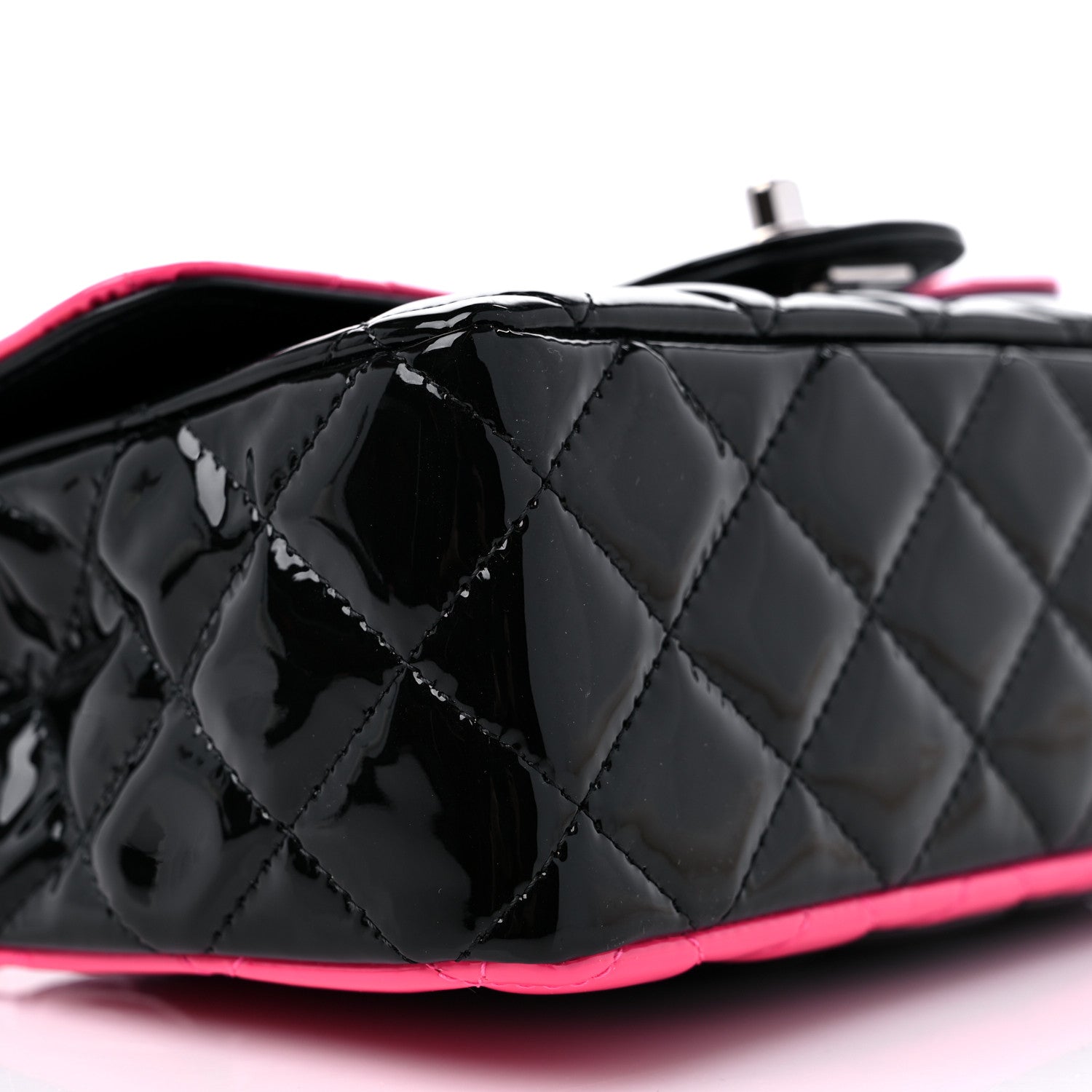 Chanel Patent Calfskin Quilted Bi-Color Mini Rectangular Flap Pink Black 8 of 10