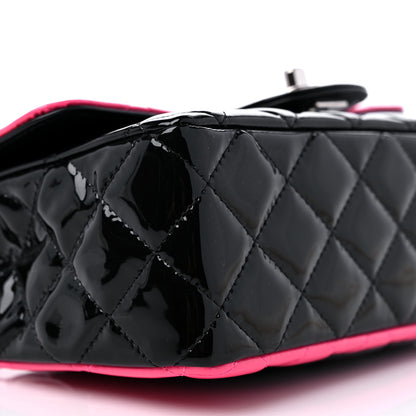 Chanel Patent Calfskin Quilted Bi-Color Mini Rectangular Flap Pink Black 8 of 10