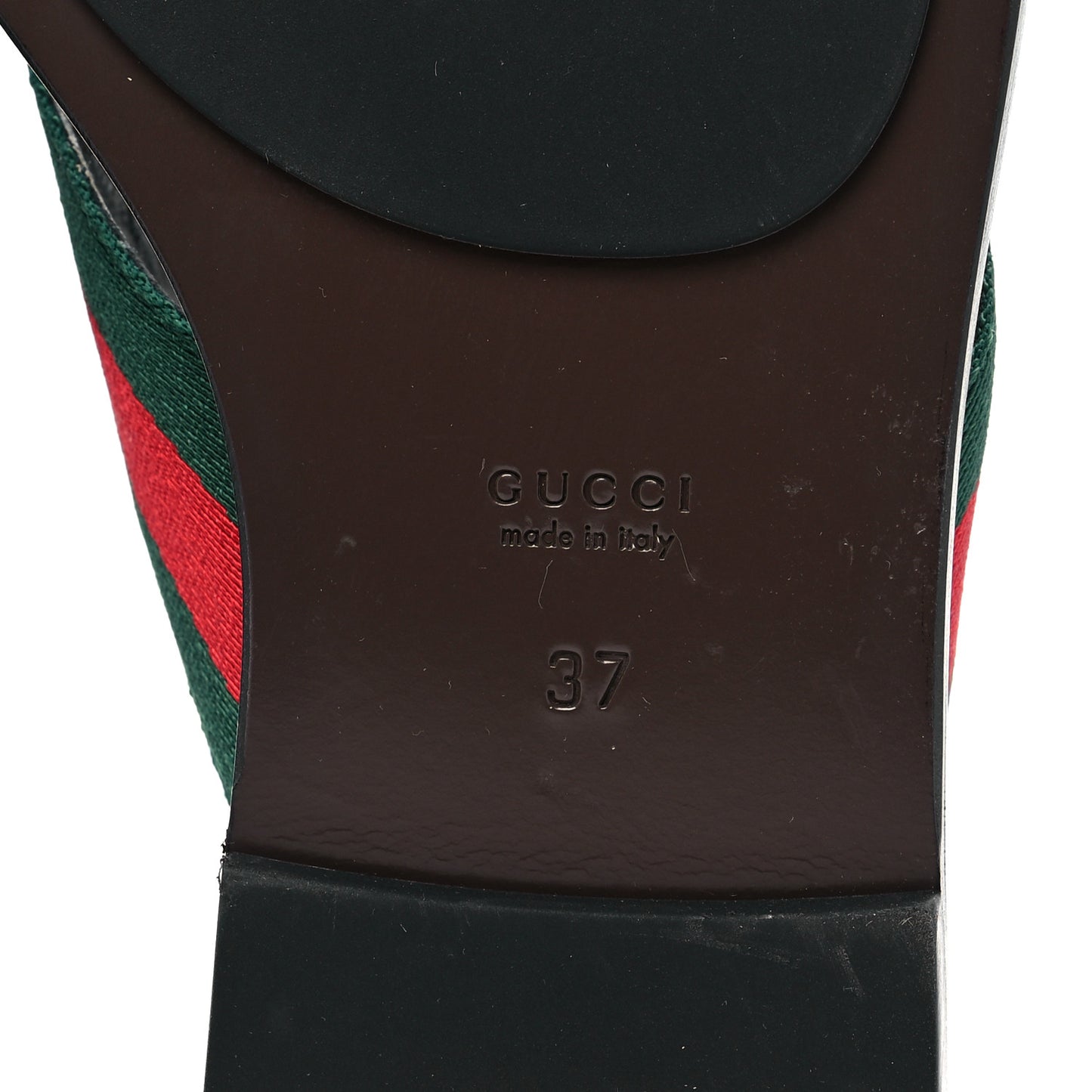 Nylon Calfskin Web GG Monogram Womens Thong Sandals 37 Green Red Cocoa