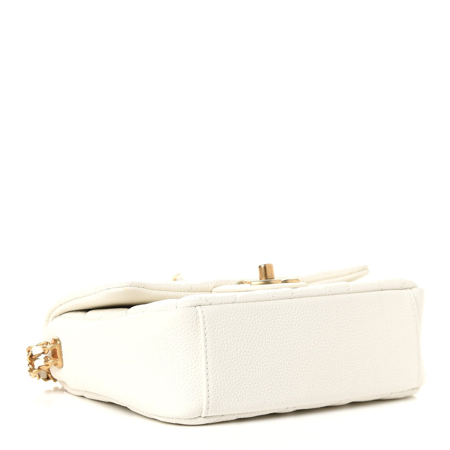 Caviar Quilted Mini Chain Soul Flap White