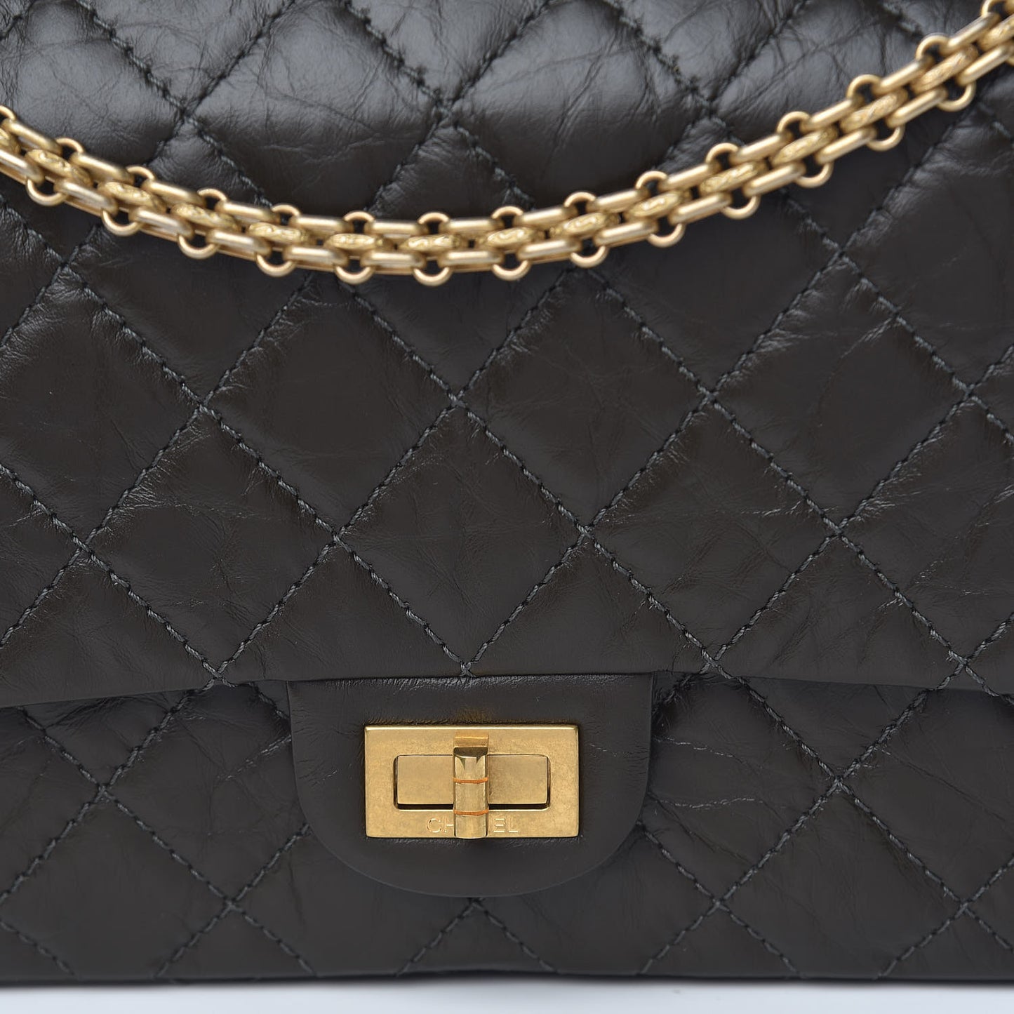 Aged Calfskin Quilted 2.55 Reissue 226 Flap Dark Khaki