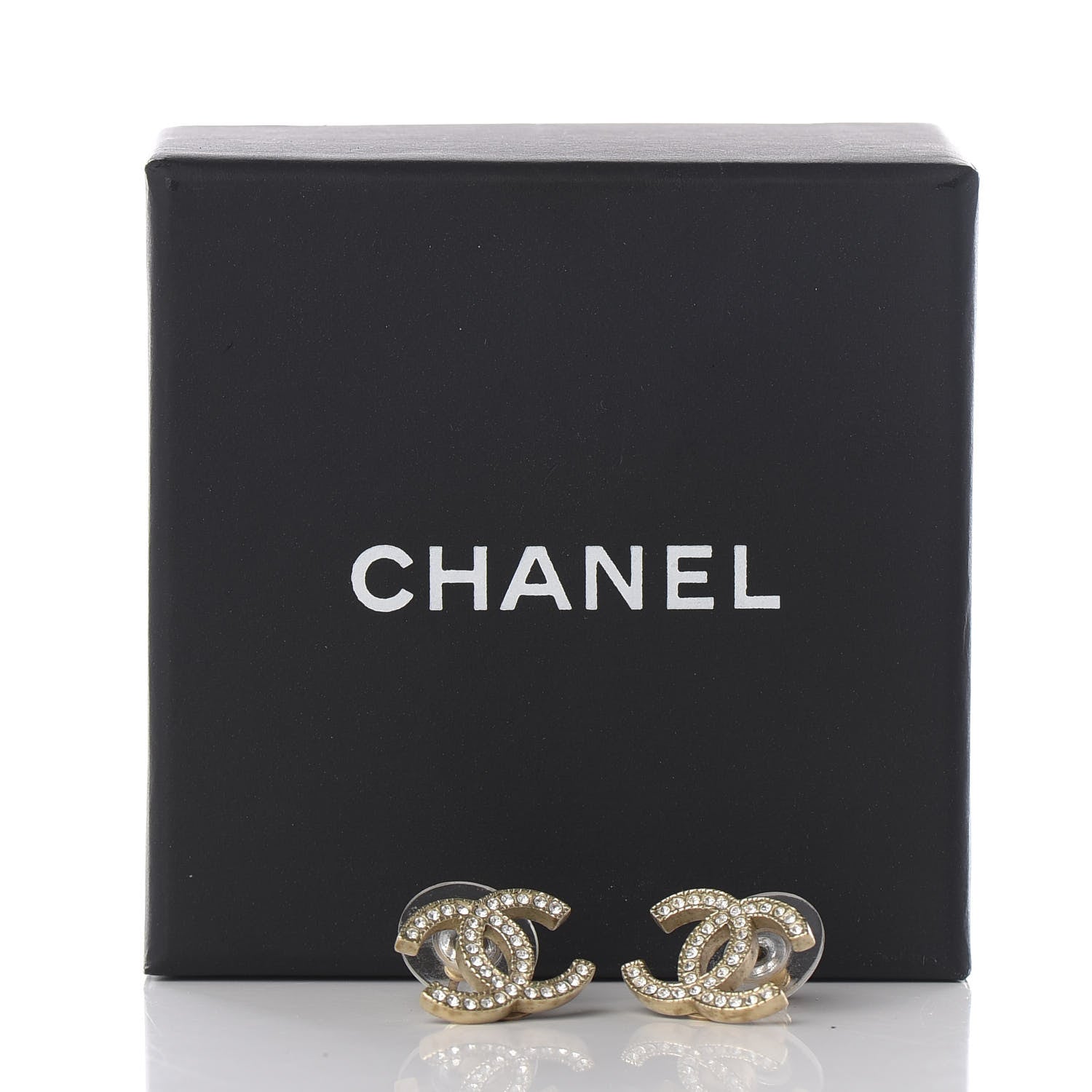 Chanel Crystal CC Earrings Light Gold 5 of 5