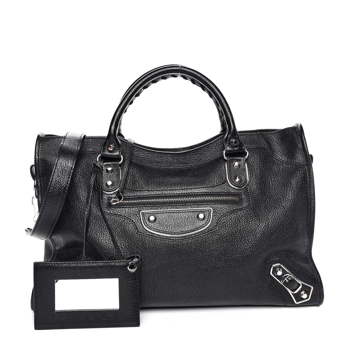 Chevre Silver Metallic Edge Hardware City Black