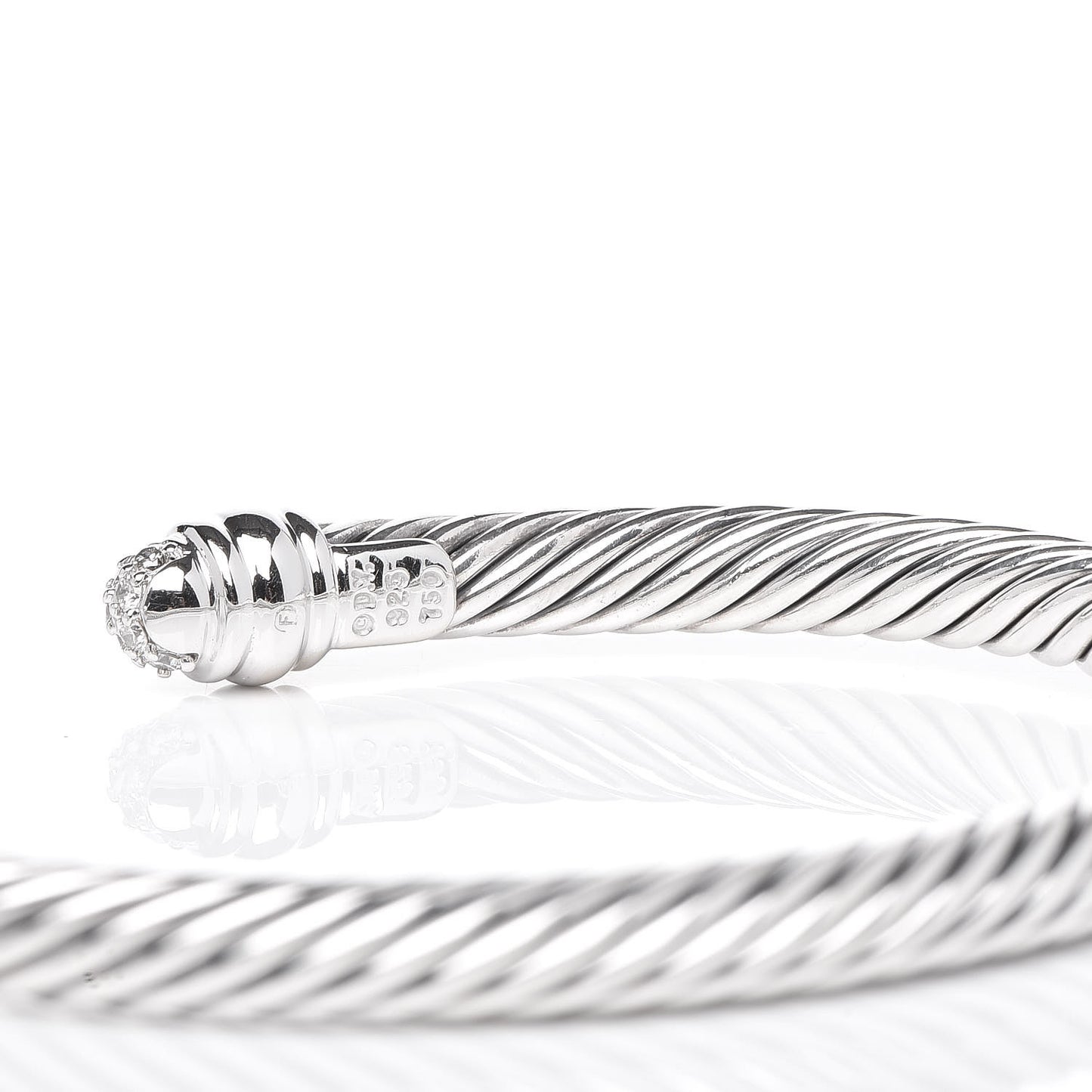 Sterling Silver Pave Diamond 5mm Cable Classics Bracelet