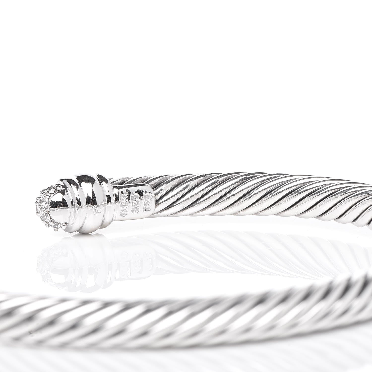David Yurman Sterling Silver Pave Diamond 5mm Cable Classics Bracelet 5 of 5