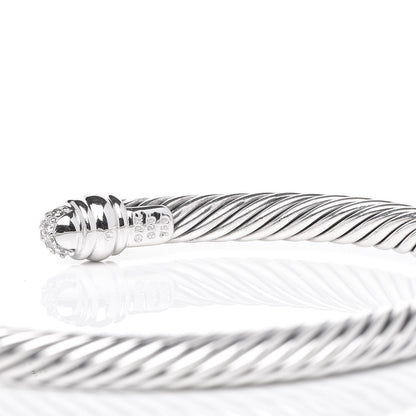 David Yurman Sterling Silver Pave Diamond 5mm Cable Classics Bracelet 5 of 5