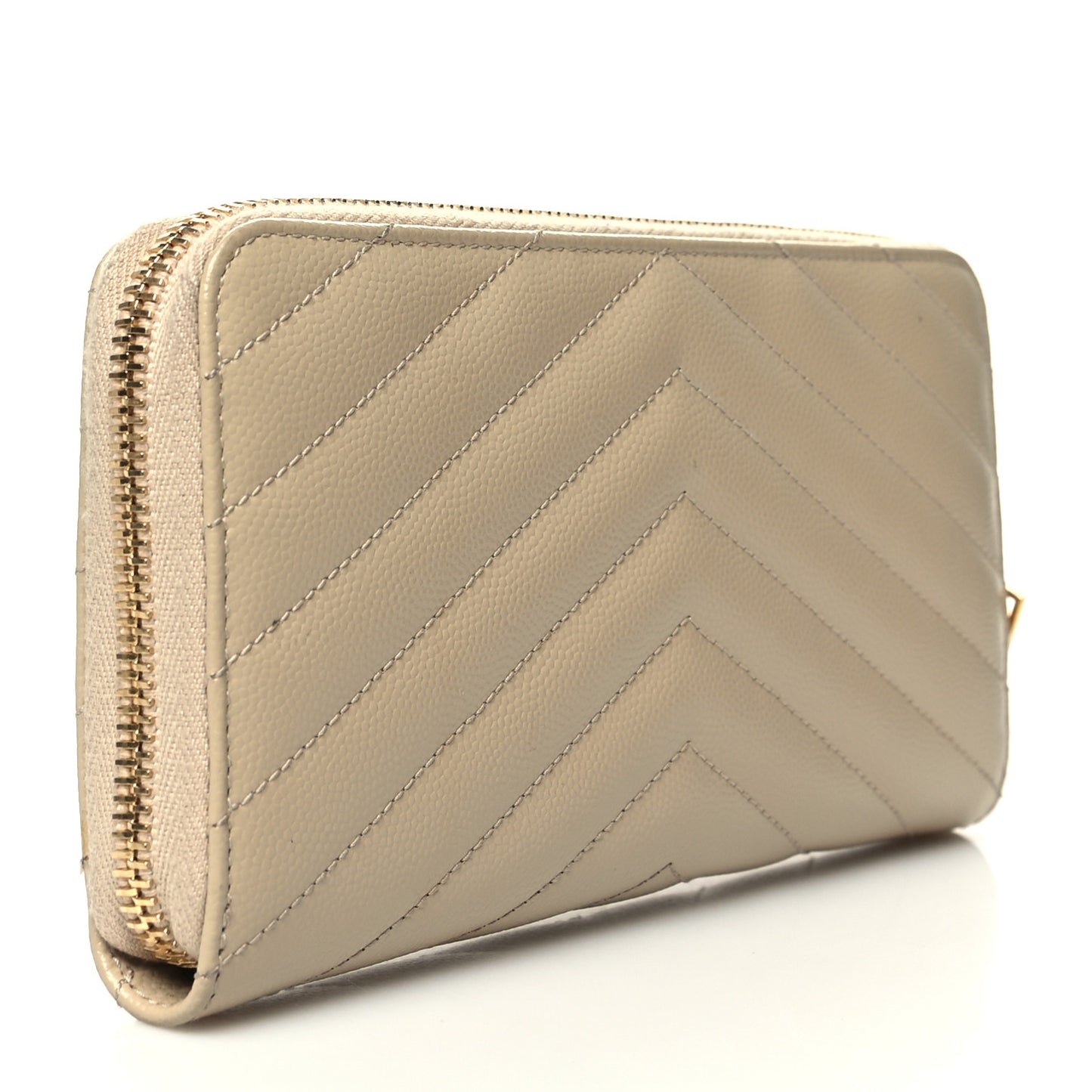 Grain De Poudre Matelasse Chevron Monogram Zip Around Wallet Dark Beige
