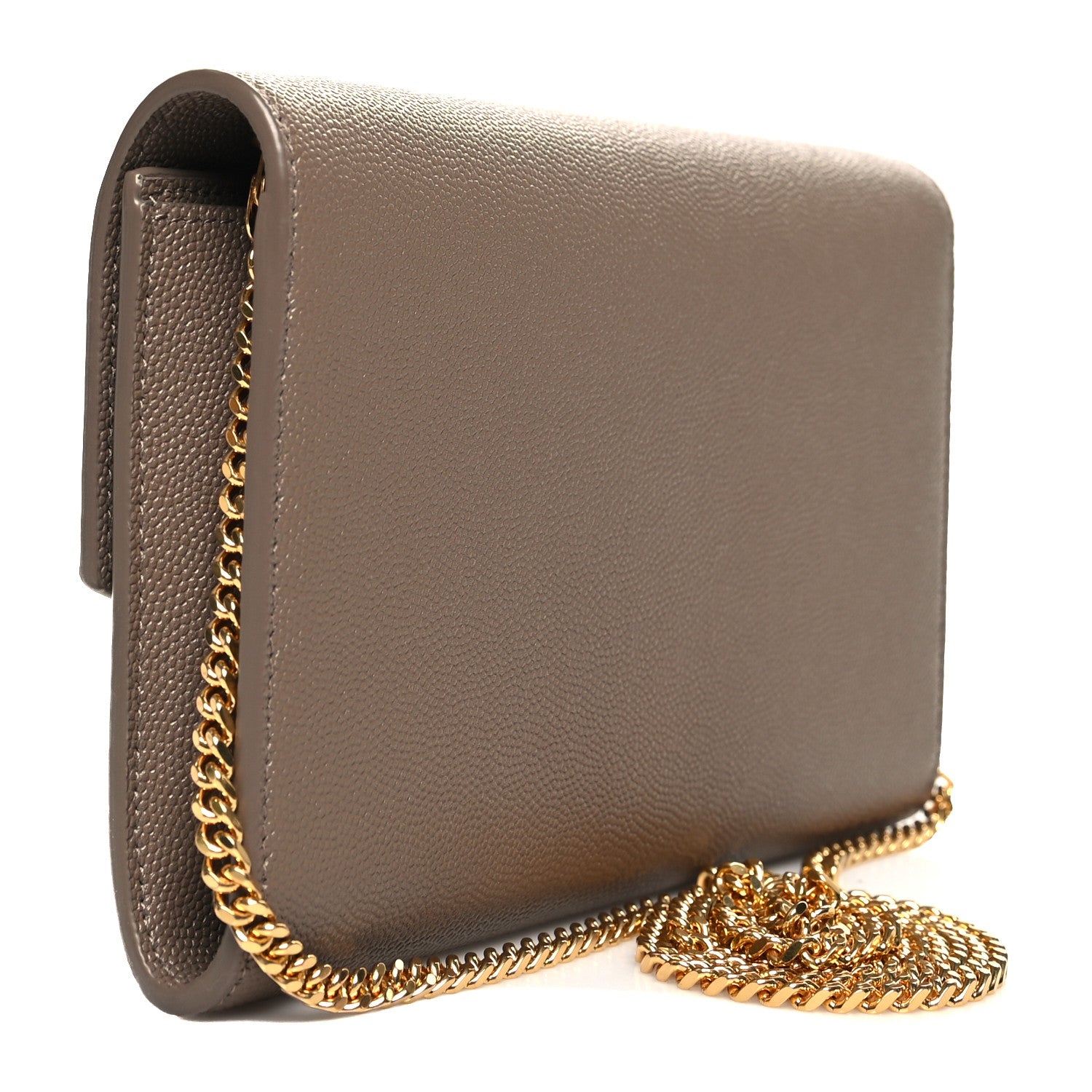 Saint Laurent Grain De Poudre Monogram Uptown Chain Wallet Dark Beige 4 of 12