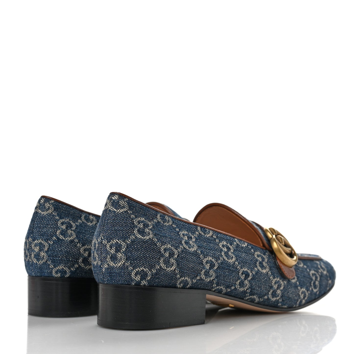 New Denim Monogram Malaga Kid GG Marmont Loafers 40 Blue Tea Cuir Epilog