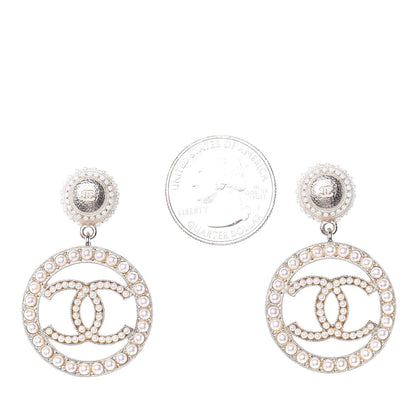 Chanel Pearl CC Drop Earrings Light Gold 3 of 4