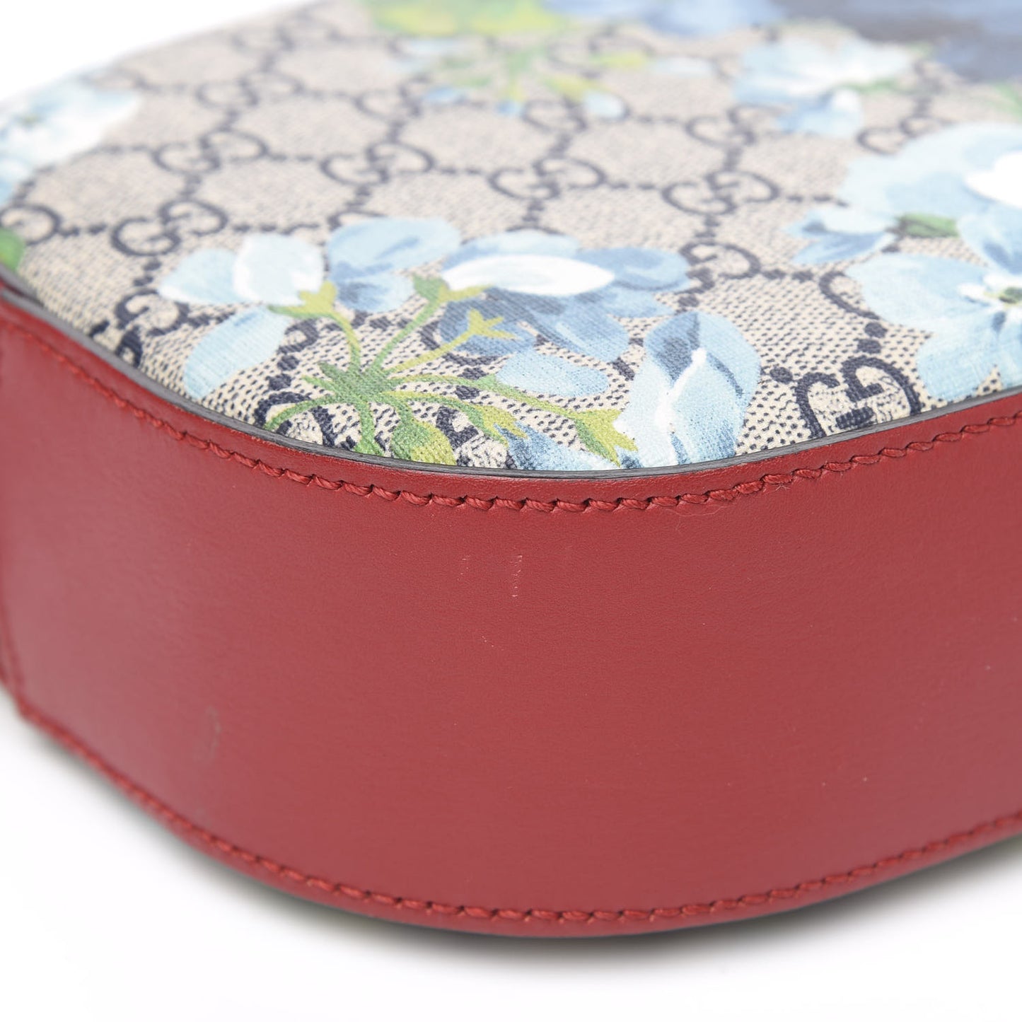 GG Supreme Monogram Blooms Mini Chain Shoulder Bag Beige Blue Navy Hibiscus Red