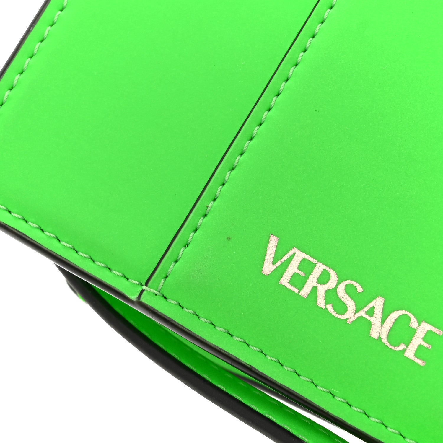 Versace Calfskin Rubber Medusa Shoulder Bag Lime 10 of 12