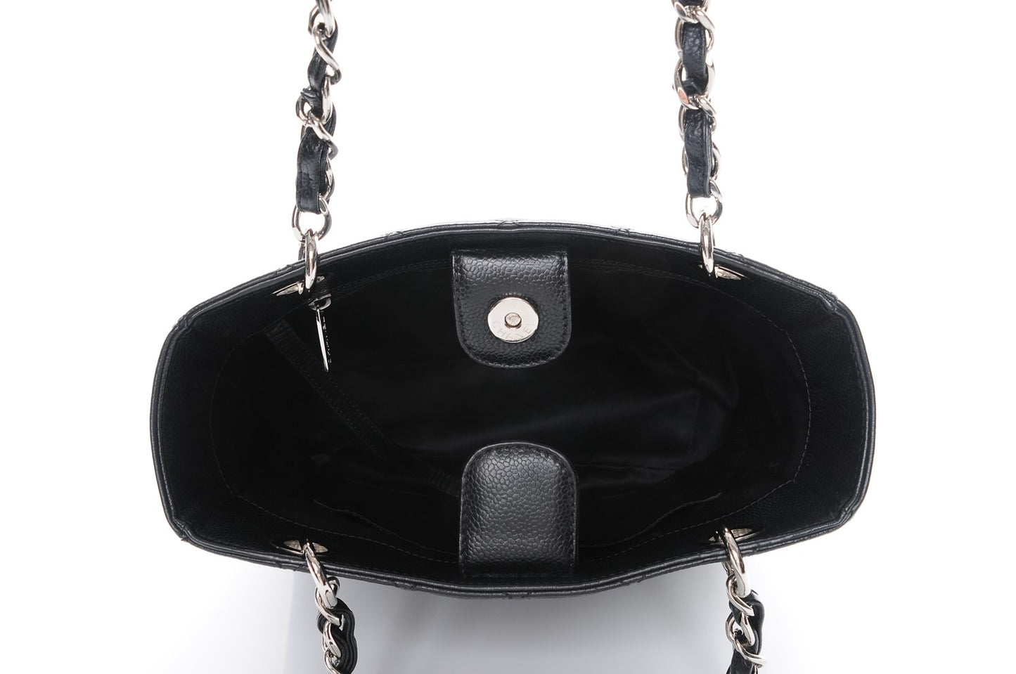Caviar Quilted Petit Shopping Tote PST Black
