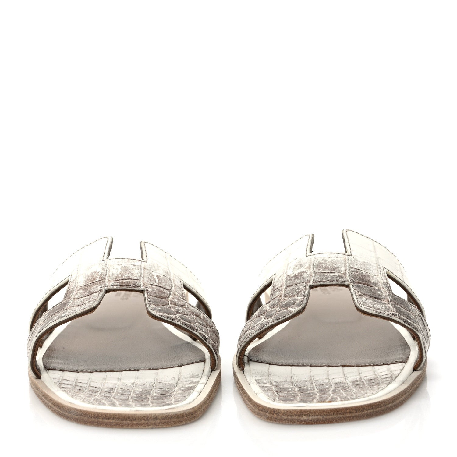 Hermes Matte Niloticus Crocodile Himalaya Oran Sandals 37 Blanc 2 of 9