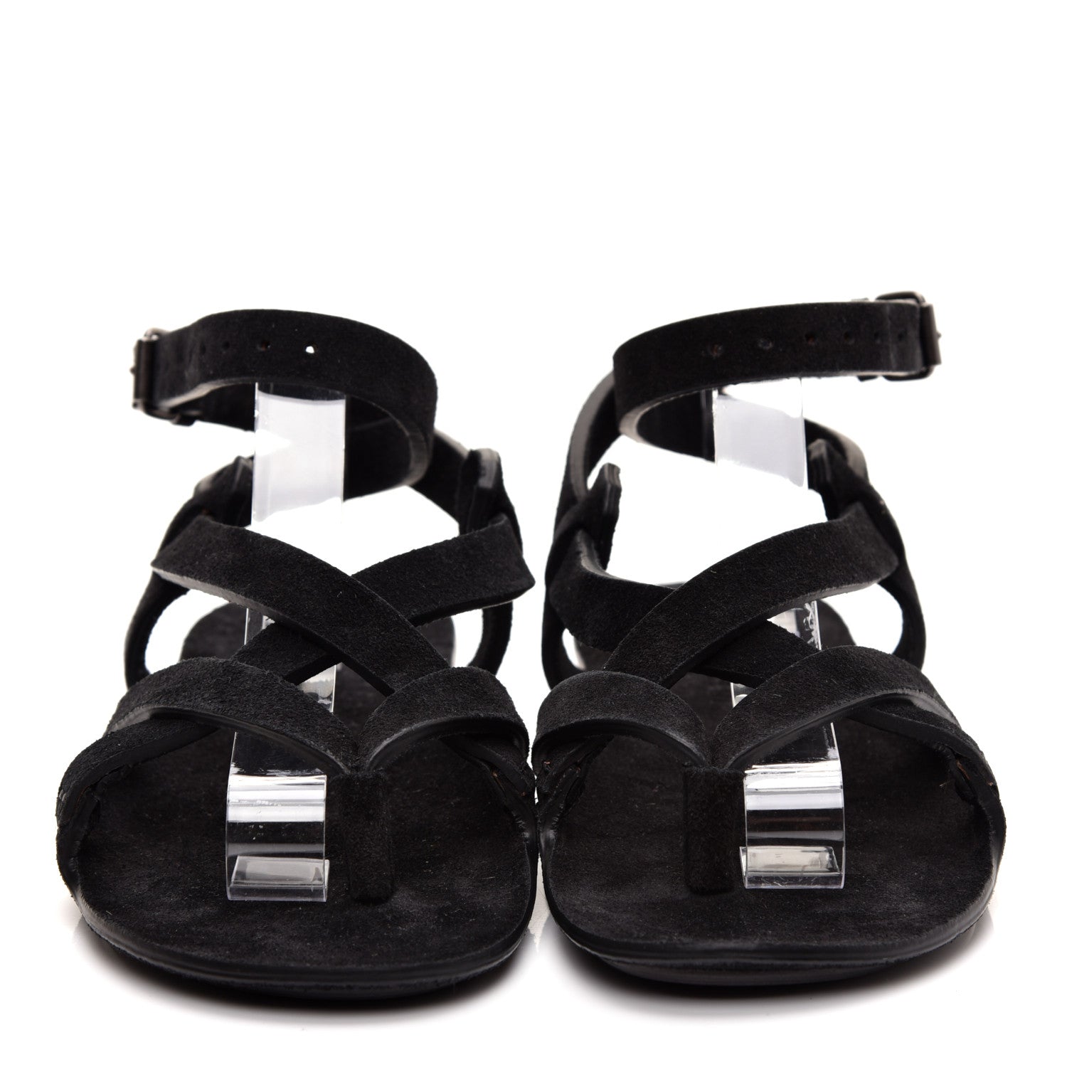 Saint Laurent Suede Culver Flat Sandals 38 Black 2 of 7