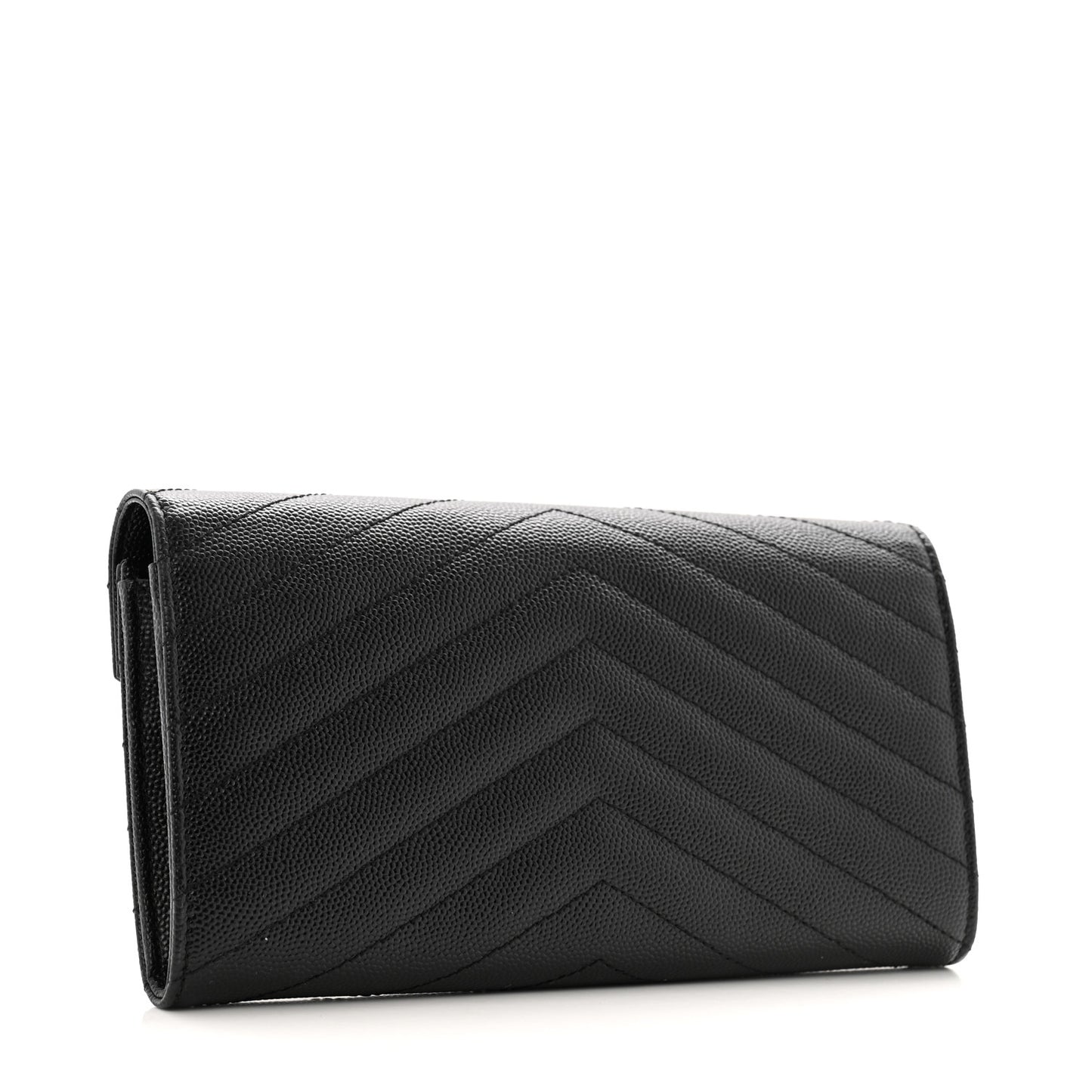 Grain De Poudre Matelasse Chevron Monogram Flap Wallet Black