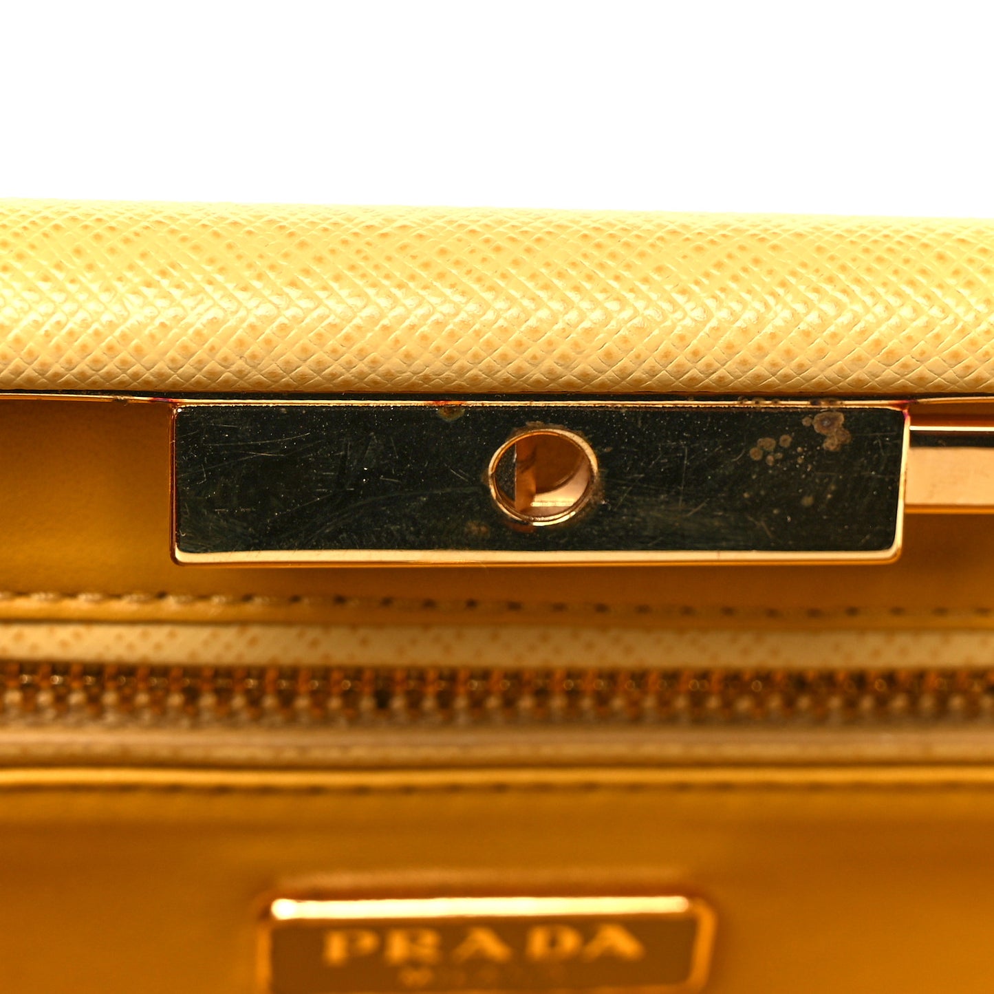 Saffiano Lux East West Frame Clutch Ginestra