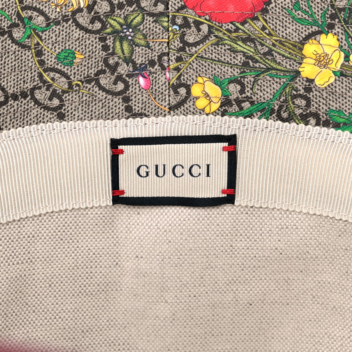 Gucci GG Supreme Monogram Flora Fedora Hat S Red 8 of 9